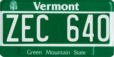 VT license plate ZEC640
