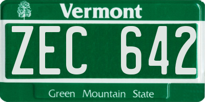 VT license plate ZEC642