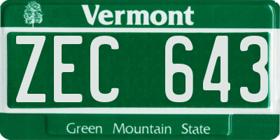 VT license plate ZEC643