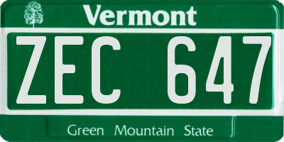 VT license plate ZEC647