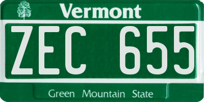 VT license plate ZEC655