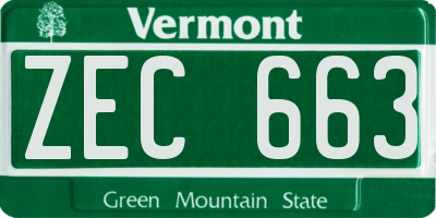 VT license plate ZEC663