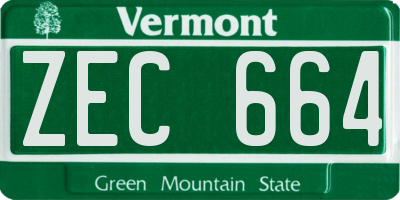 VT license plate ZEC664