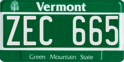 VT license plate ZEC665