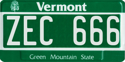 VT license plate ZEC666