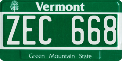 VT license plate ZEC668