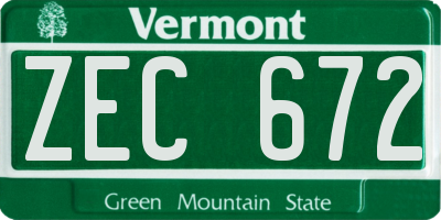 VT license plate ZEC672