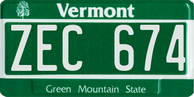 VT license plate ZEC674