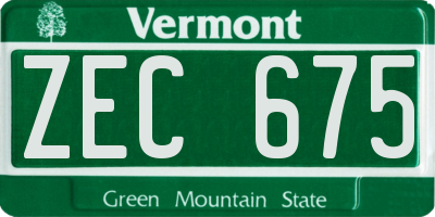 VT license plate ZEC675