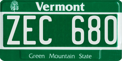 VT license plate ZEC680