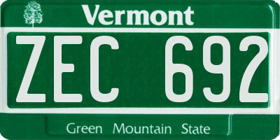 VT license plate ZEC692