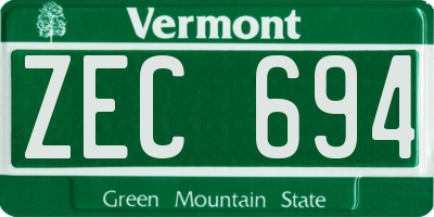 VT license plate ZEC694