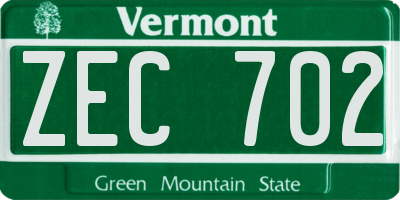 VT license plate ZEC702