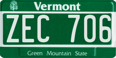 VT license plate ZEC706