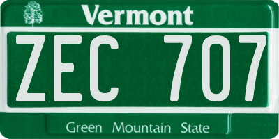 VT license plate ZEC707