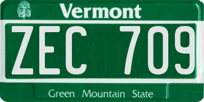 VT license plate ZEC709