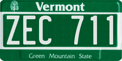 VT license plate ZEC711