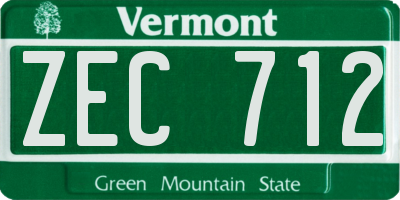 VT license plate ZEC712