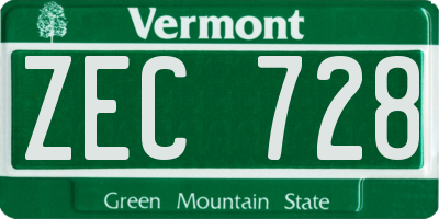 VT license plate ZEC728
