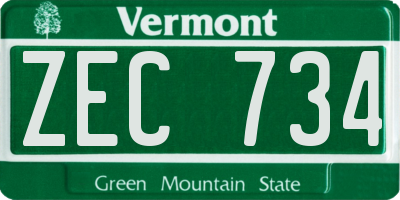 VT license plate ZEC734