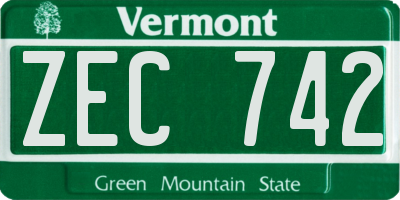 VT license plate ZEC742