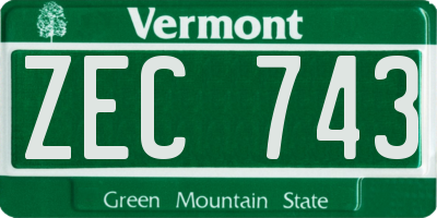 VT license plate ZEC743