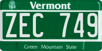 VT license plate ZEC749
