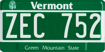 VT license plate ZEC752