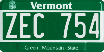 VT license plate ZEC754