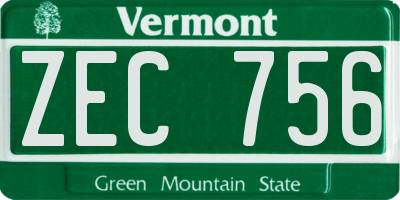 VT license plate ZEC756