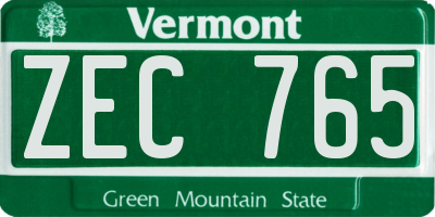VT license plate ZEC765