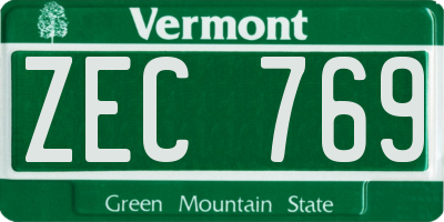 VT license plate ZEC769