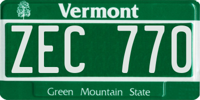 VT license plate ZEC770