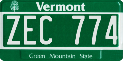 VT license plate ZEC774
