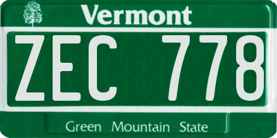 VT license plate ZEC778