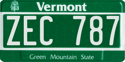 VT license plate ZEC787