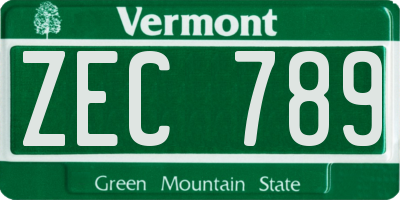 VT license plate ZEC789