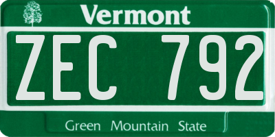 VT license plate ZEC792