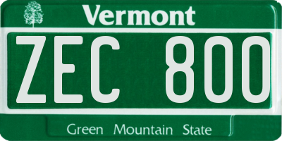 VT license plate ZEC800