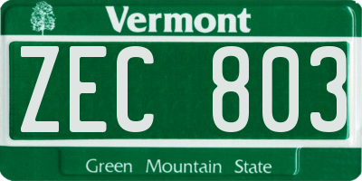 VT license plate ZEC803