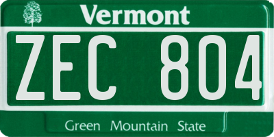 VT license plate ZEC804