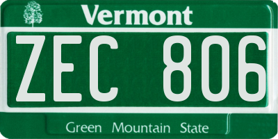 VT license plate ZEC806