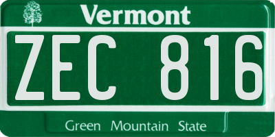 VT license plate ZEC816