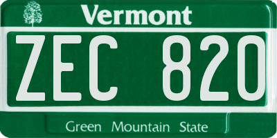VT license plate ZEC820