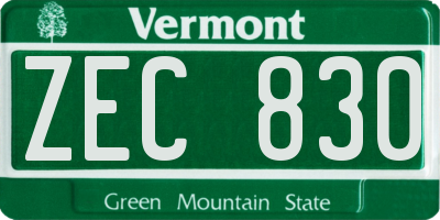 VT license plate ZEC830