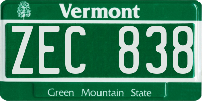 VT license plate ZEC838