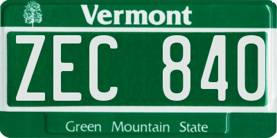 VT license plate ZEC840