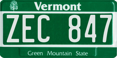 VT license plate ZEC847