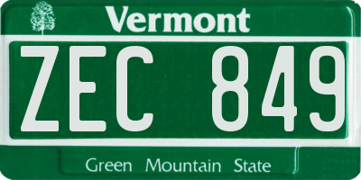VT license plate ZEC849
