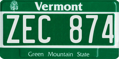 VT license plate ZEC874